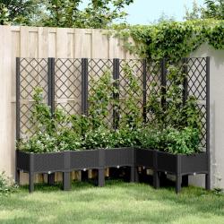 Jardini&egrave;re avec treillis noir 160x120x142 cm PP