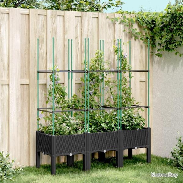 Jardini�re avec treillis noir 120x40x142,5 cm PP