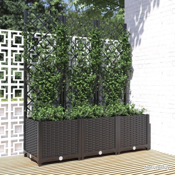 Jardinire avec treillis Noir 120x40x136 cm PP alsavelo