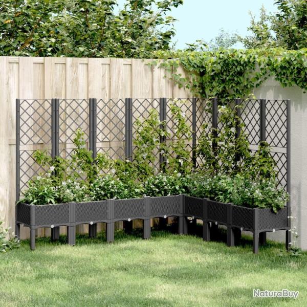 Jardinire avec treillis noir 200x160x142 cm PP alsavelo
