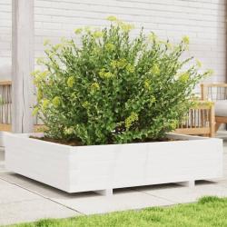 Jardini&egrave;re blanc 100x100x26,5 cm bois de pin massif