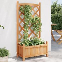 Jardini&egrave;re avec treillis marron bois massif de sapin
