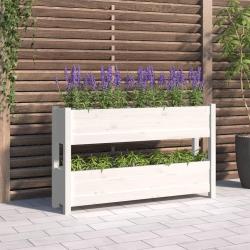 Jardini&egrave;re Blanc 112x25x66 cm Bois massif de pin