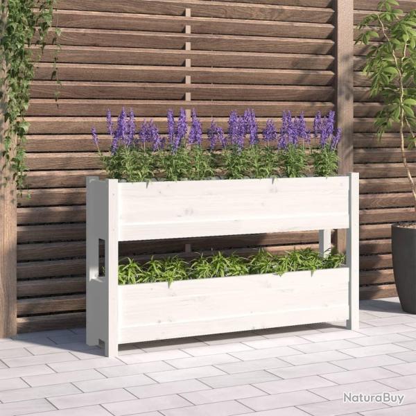 Jardini�re Blanc 112x25x66 cm Bois massif de pin