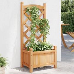 Jardini&egrave;re avec treillis marron bois massif de sapin