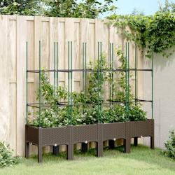 Jardini&egrave;re avec treillis marron 160x40x142,5 cm PP