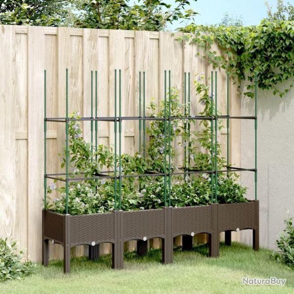Jardini�re avec treillis marron 160x40x142,5 cm PP