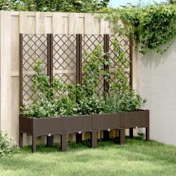 Jardini&egrave;re avec treillis marron 160x40x142 cm PP
