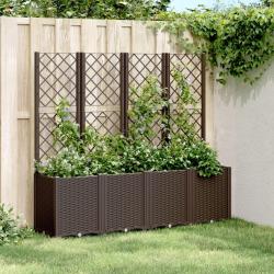 Jardini&egrave;re avec treillis marron 160x40x140 cm PP