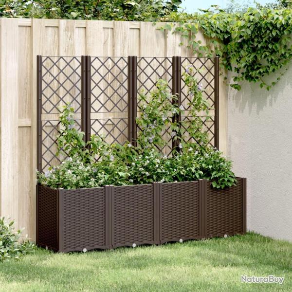 Jardini�re avec treillis marron 160x40x140 cm PP