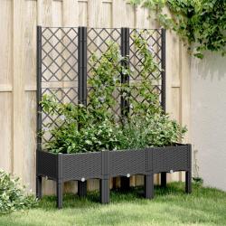 Jardini&egrave;re avec treillis noir 120x40x142 cm PP