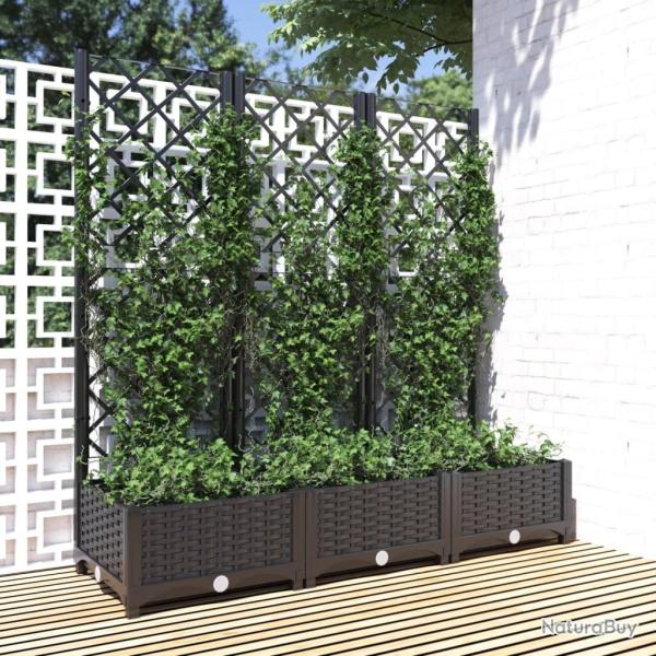 Jardini�re avec treillis Noir 120x40x121,5 cm PP