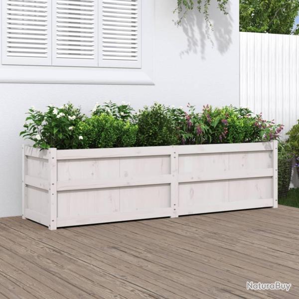 Jardinire blanc 180x50x50 cm bois de pin massif alsavelo