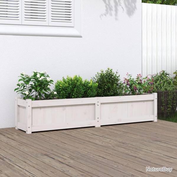 Jardinire blanc 150x31x31 cm bois massif de pin alsavelo