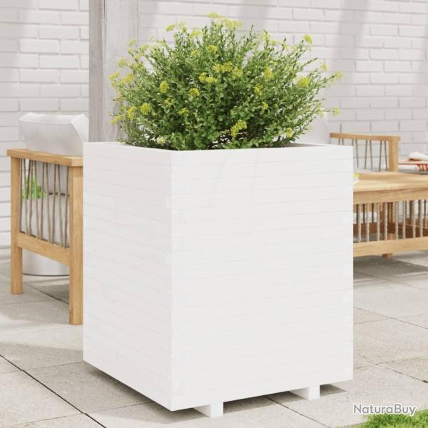 Jardini�re blanc 60x60x72,5 cm bois de pin massif