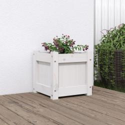 Jardini&egrave;re blanc 31x31x31 cm bois de pin massif