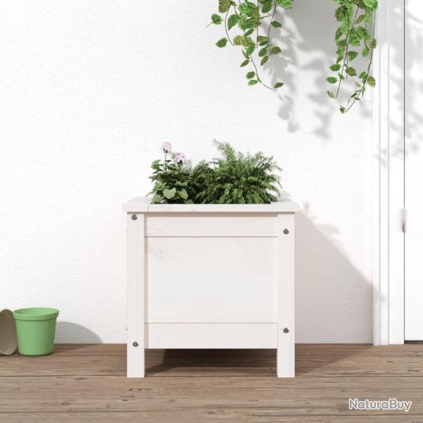 Jardinire blanc 40x40x39 cm bois massif de pin alsavelo