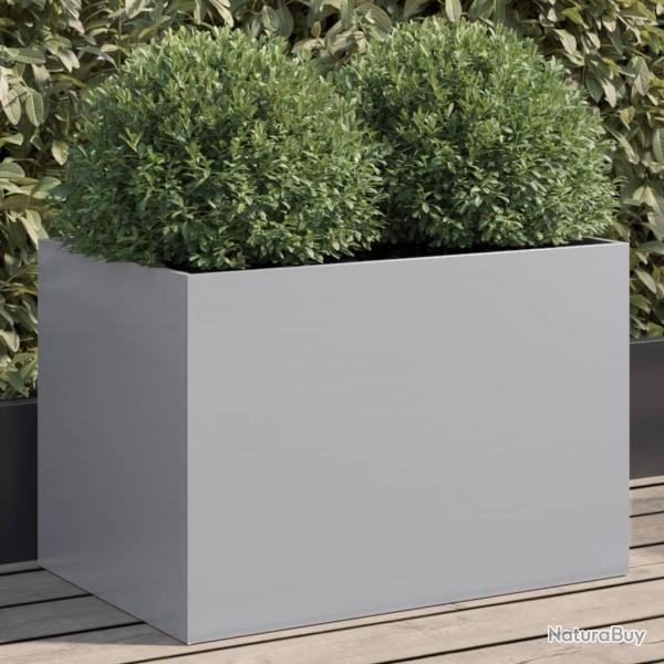 Jardinire argent 62x40x39 cm acier galvanis alsavelo