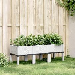 Jardini&egrave;re avec pieds blanc 120x40x42 cm PP