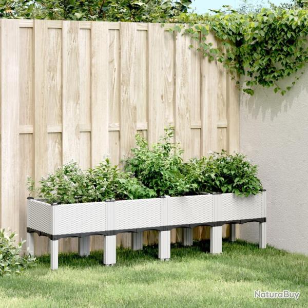 Jardinire avec pieds blanc 160x40x42 cm PP alsavelo