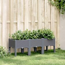 Jardini&egrave;re avec pieds bleu gris 120x40x42 cm PP