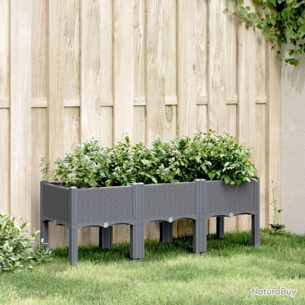Jardini�re avec pieds bleu gris 120x40x42 cm PP