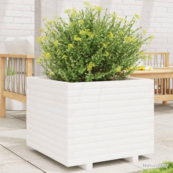 Jardinire blanc 60x60x49,5 cm bois de pin massif alsavelo