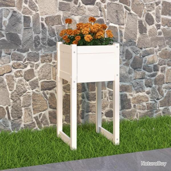 Jardini�re Blanc 40x40x81 cm Bois massif de pin
