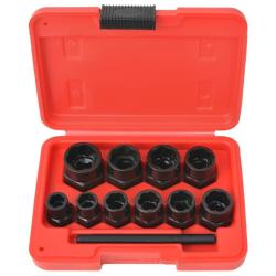 Kit d'extracteur de boulons/d'&eacute;crous endommag&eacute;s Acier 11 pcs
