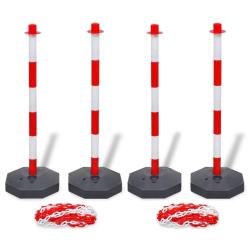 Jeu de 4 poteaux &agrave; cha&icirc;ne et 2 cha&icirc;nes en plastique 10m chacune