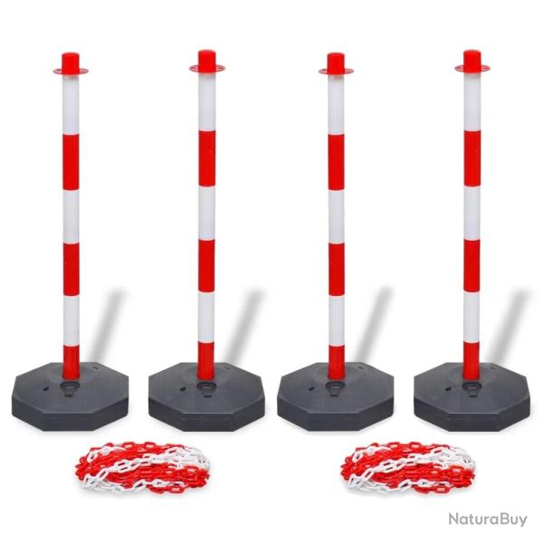 Jeu de 4 poteaux � cha�ne et 2 cha�nes en plastique 10m chacune