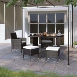 Jeu de chaise et tabouret de jardin 4 pcs R&eacute;sine tress&eacute;e Noir