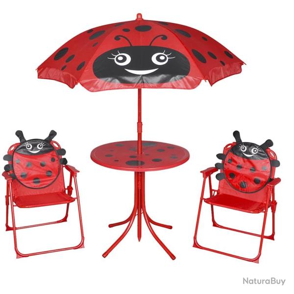 Jeu de bistro avec parasol pour enfants 3 pcs Rouge alsavelo