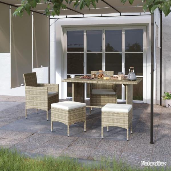Jeu de chaise et tabouret de jardin 4 pcs R�sine tress�e Beige