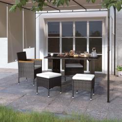 Jeu de chaise et tabouret de jardin 4 pcs R&eacute;sine tress&eacute;e Noir