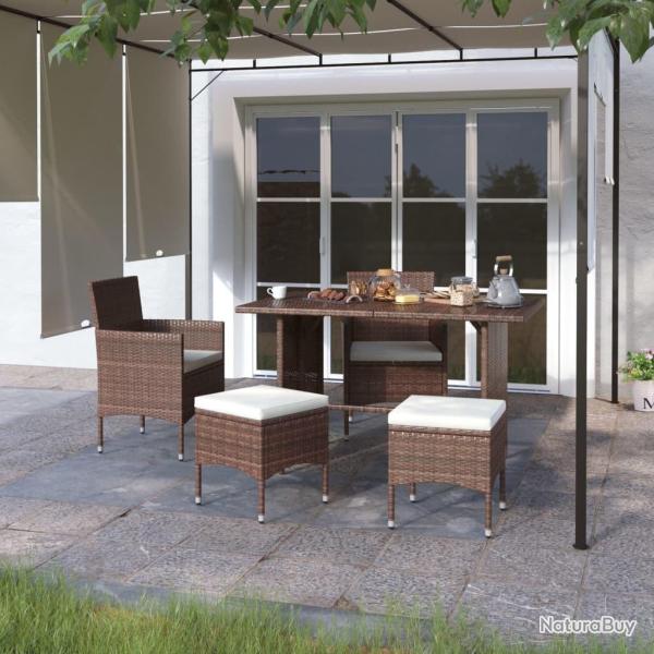 Jeu de chaise et tabouret de jardin 4 pcs R�sine tress�e Marron
