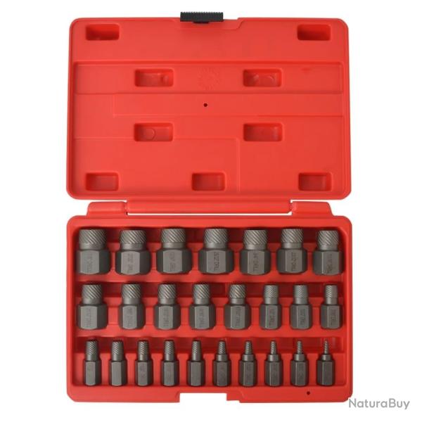 Kit d'extracteurs de vis  cannelures multiples Acier 25 pices alsavelo