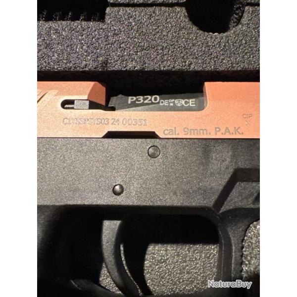 Pistolet � blanc SIG SAUER P320 cal. 9 mm PAK Pink Gold