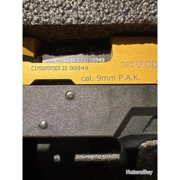 Pistolet � blanc SIG SAUER P320 cal. 9 mm PAK Gold Collector