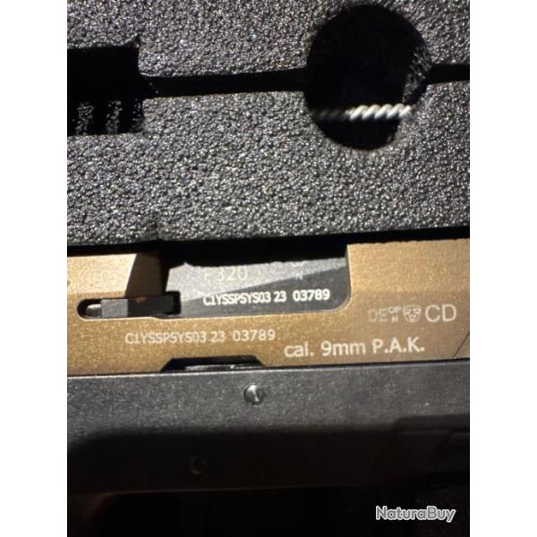 Pistolet � blanc SIG SAUER P320 cal. 9 mm PAK Midnight Bronze