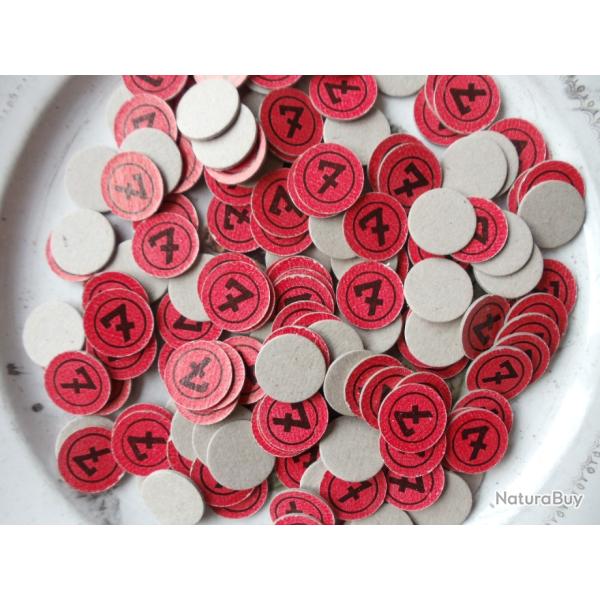 Lot de 100 rondelles carton en calibre 16 , n) 7 rouge.