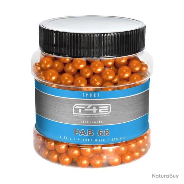 Boite de 500 Billes paintball PAB68 g�latine bio orange cal. 68