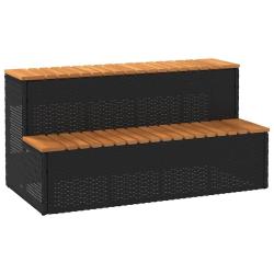 Marche bain &agrave; remous noir 100x50x50,5cm polyrotin acacia massif