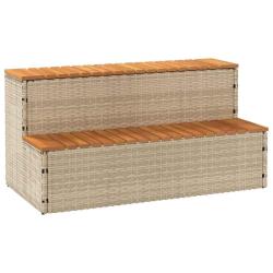 Marche bain remous beige 100x50x50,5 cm polyrotin acacia massif