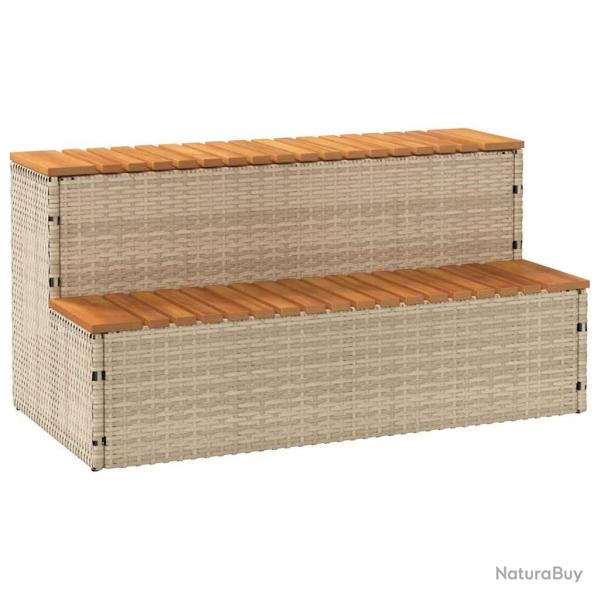 Marche bain remous beige 100x50x50,5 cm polyrotin acacia massif