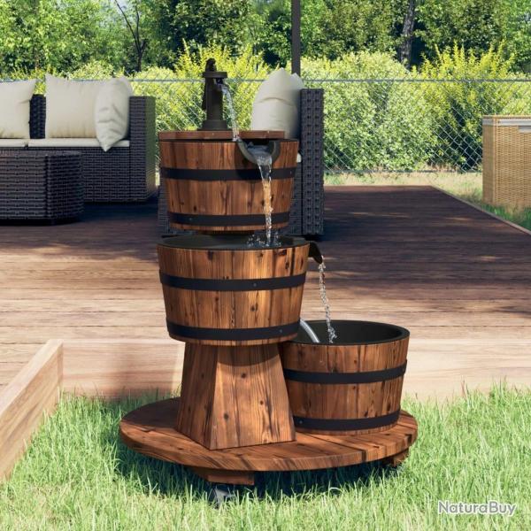 Fontaine � eau sur roues pompe 55x55x80 cm bois de sapin massif