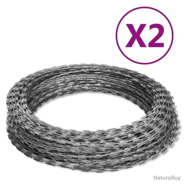 Fils barbel�s h�lico�daux rouleaux 2 pcs acier galvanis� 60 m