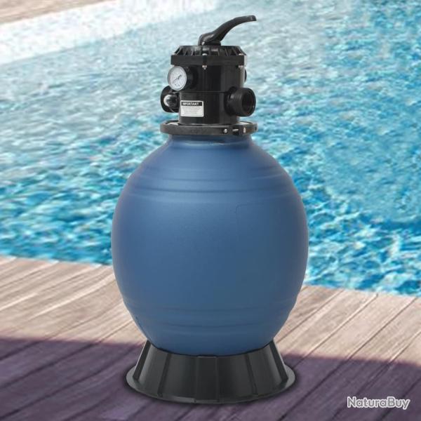 Filtre � sable pour piscine avec vanne 6 positions Bleu 460 mm