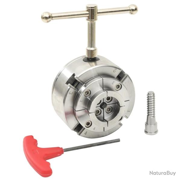 Mandrin � bois � 4 m�choires connexion M33 argent� 96 mm