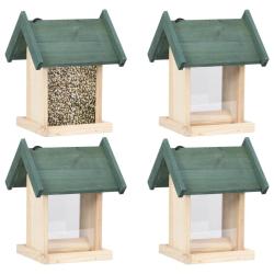 Mangeoires &agrave; oiseaux 4 pcs Bois de sapin alsavelo